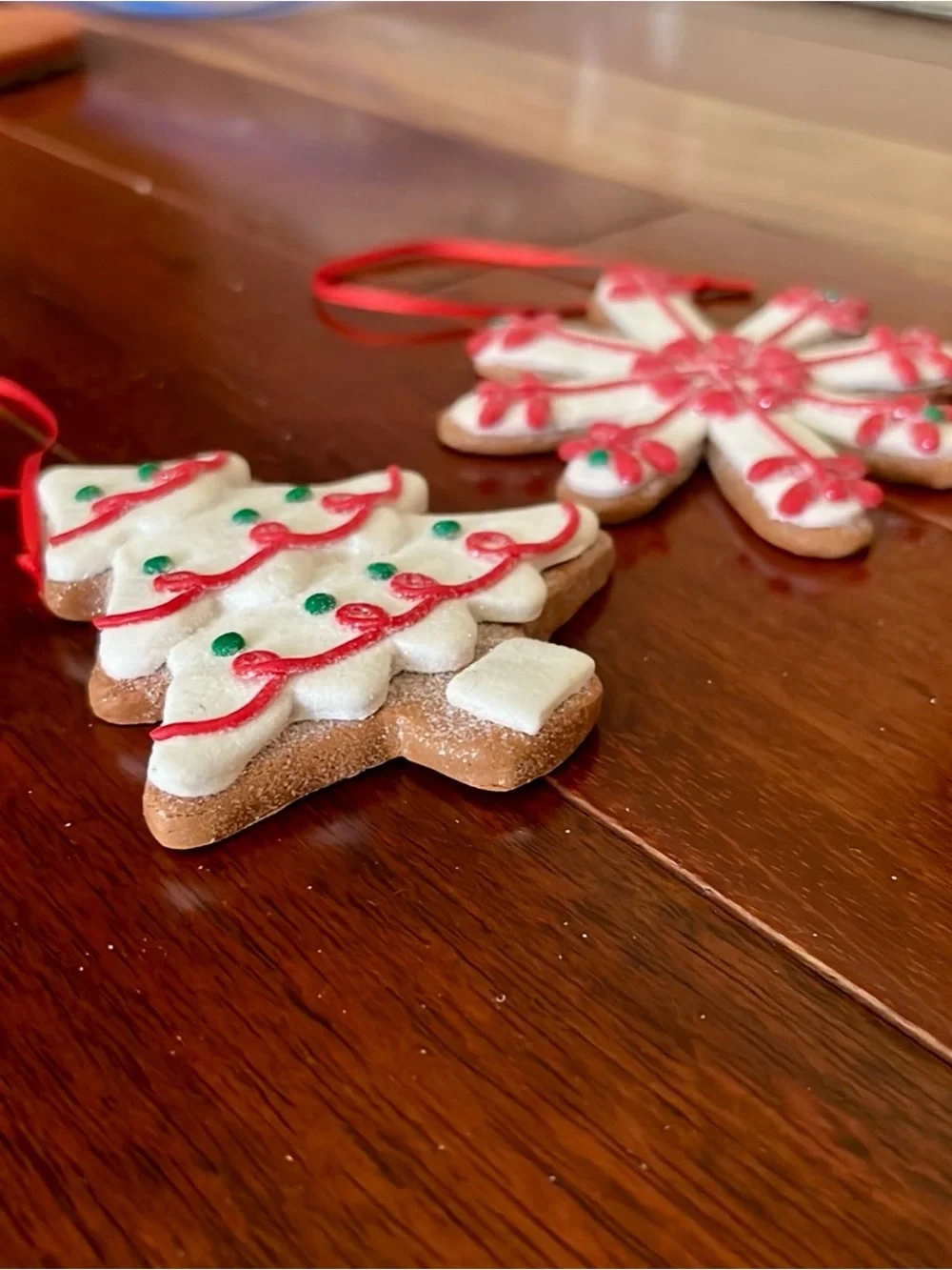 Kurt Adler Claydough Snowflake and Christmas Tree Gingerbread Cookie Ornaments
